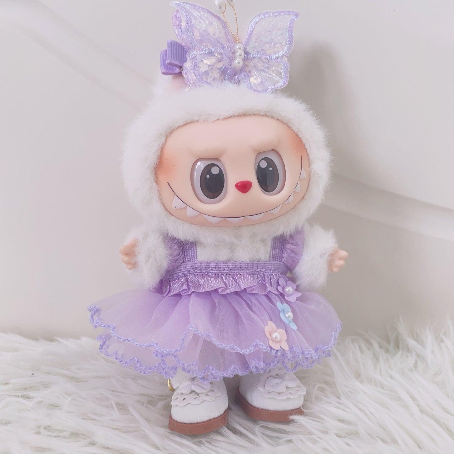 [ Only Baby Clothes] First and Second Generation Blind Box Labubu Pendant Clothes Purple Butterfly Flower Fairy Dress Labubu Baby Clothes Replacement