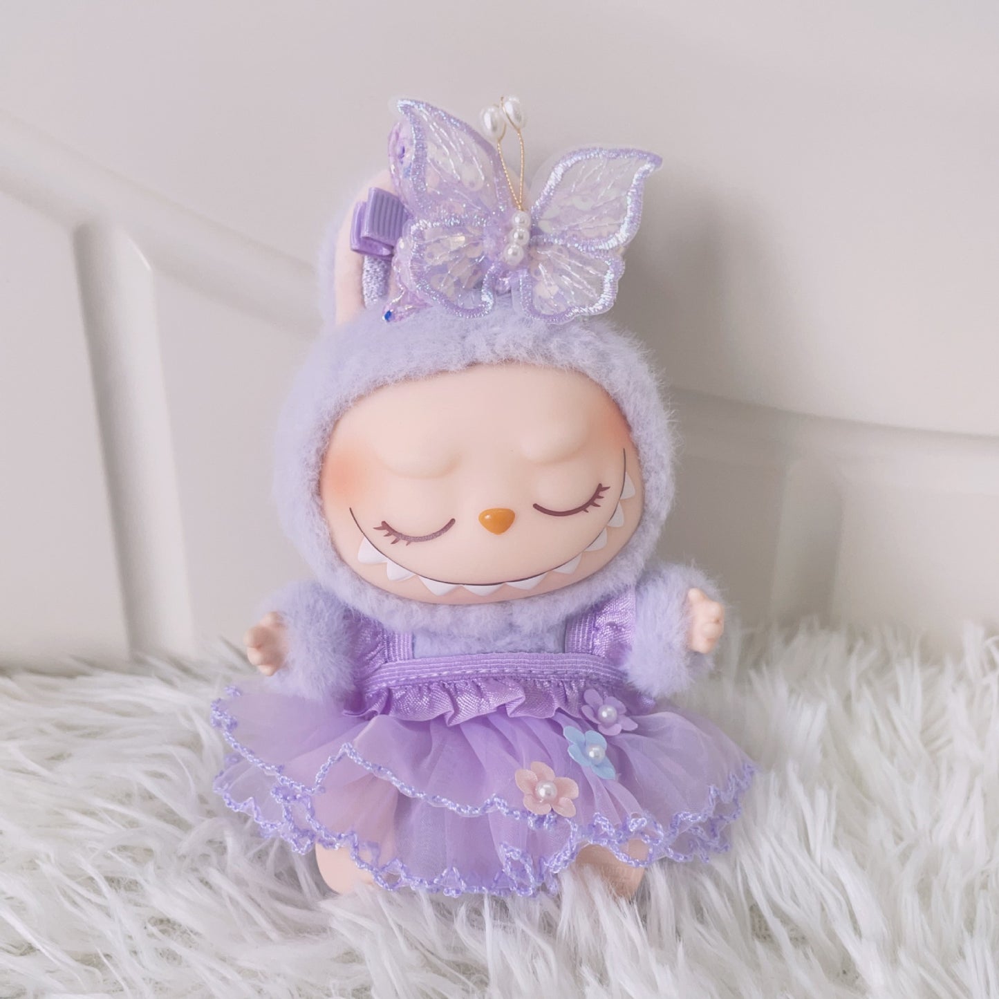[ Only Baby Clothes] First and Second Generation Blind Box Labubu Pendant Clothes Purple Butterfly Flower Fairy Dress Labubu Baby Clothes Replacement