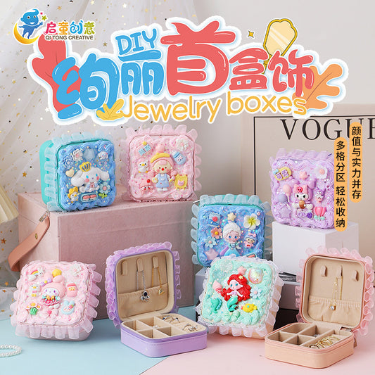 New Product Elegant Jewelry Box Children diy Simulation Cream Glue Material Kit Girl's Jewelry Box Cute Jewelry Bag