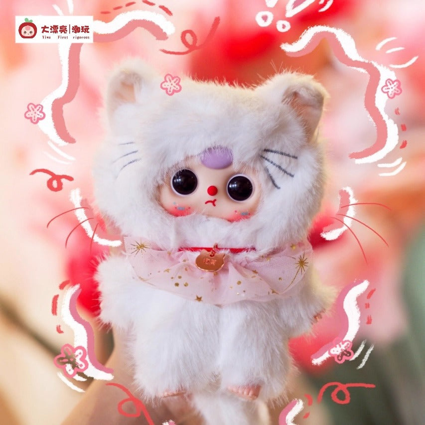 完成Baby three Three-Year-Old Child Who Am I Cat Plush Blind Box Trendy Toy Figurine Pendant Doll Gift