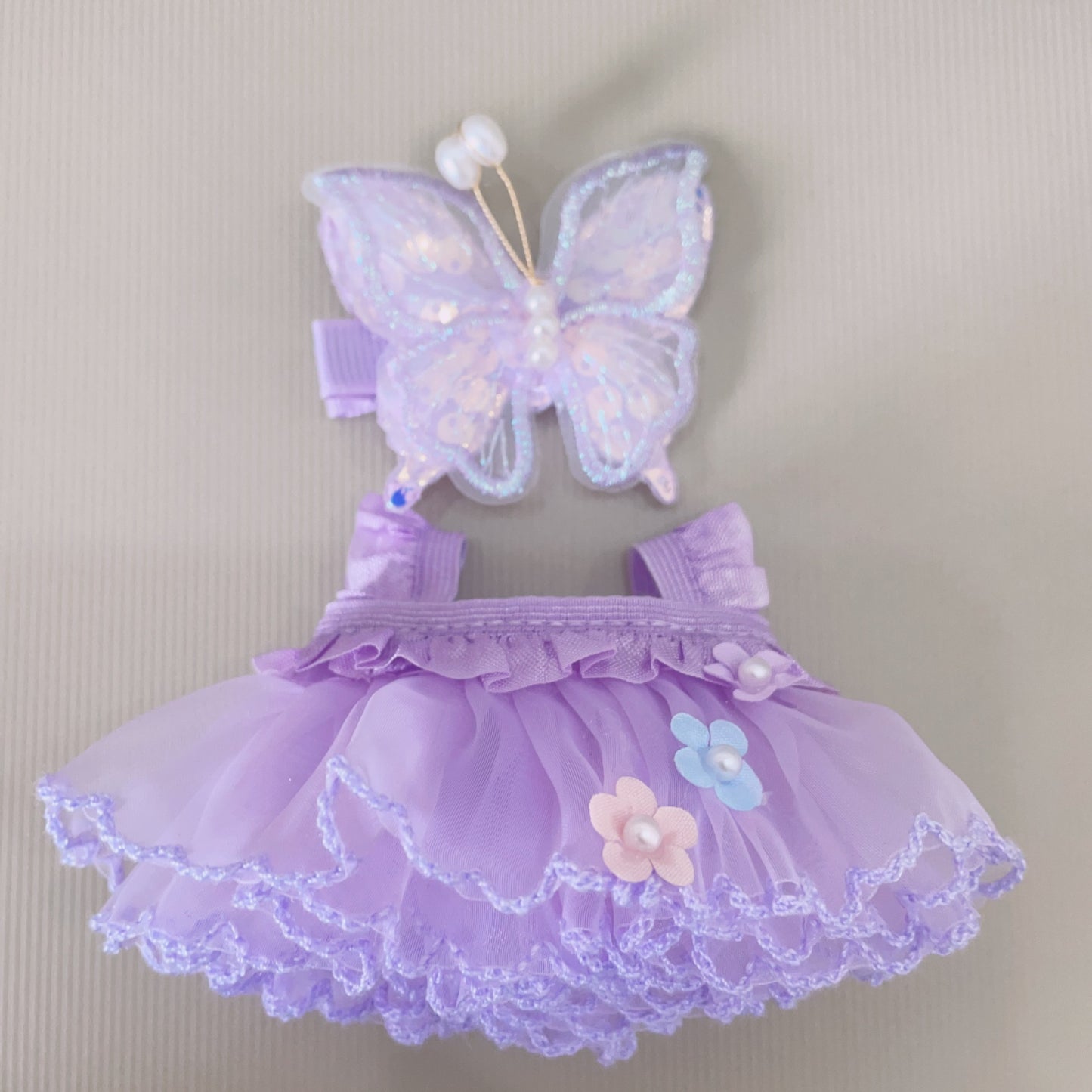 [ Only Baby Clothes] First and Second Generation Blind Box Labubu Pendant Clothes Purple Butterfly Flower Fairy Dress Labubu Baby Clothes Replacement