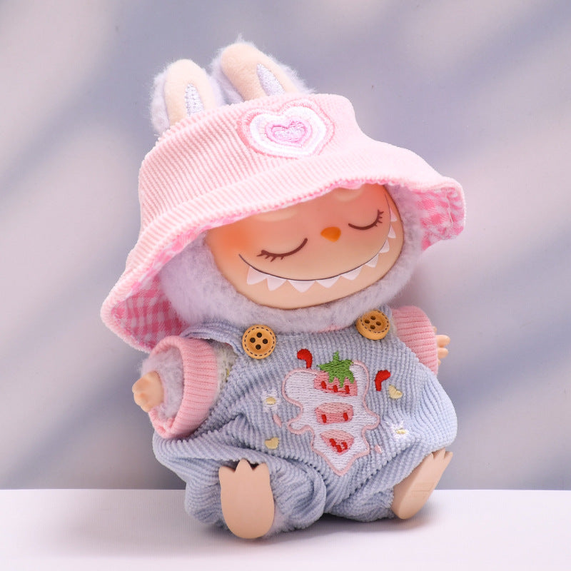 Only Baby Clothes] First Second Third Generation Pendant Labubu Clothes Strawberry Overalls Hat Labubu Baby Clothes Replacement