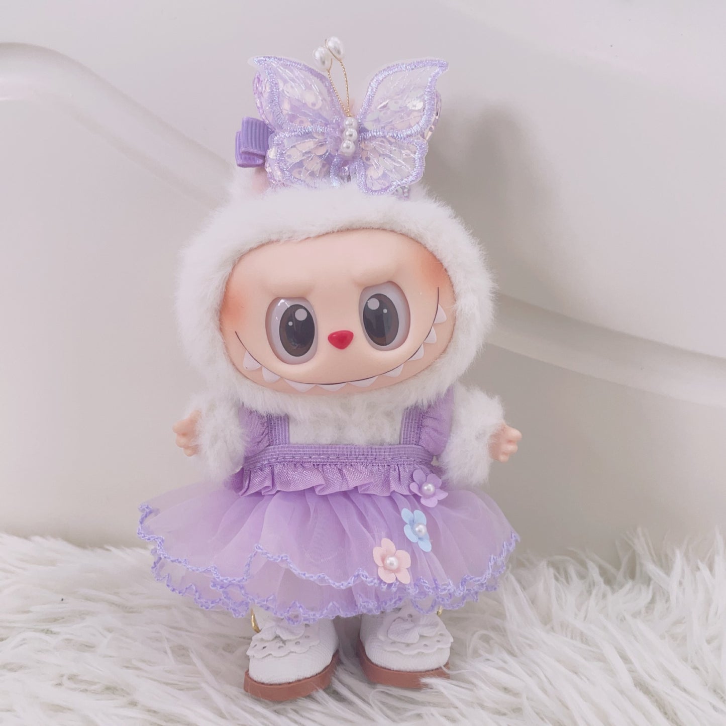 [ Only Baby Clothes] First and Second Generation Blind Box Labubu Pendant Clothes Purple Butterfly Flower Fairy Dress Labubu Baby Clothes Replacement