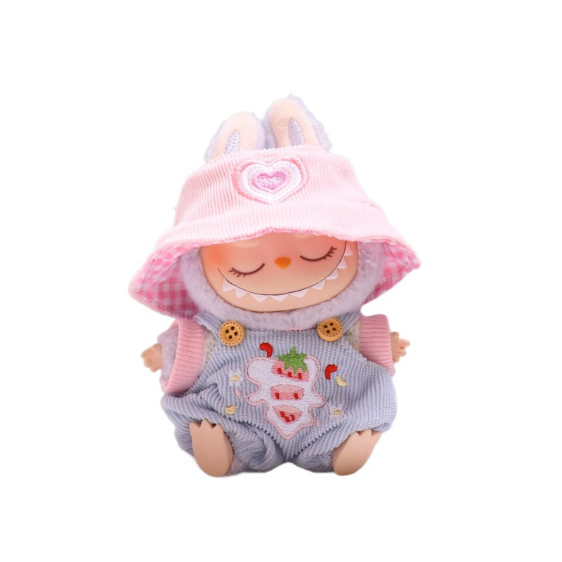 Only Baby Clothes] First Second Third Generation Pendant Labubu Clothes Strawberry Overalls Hat Labubu Baby Clothes Replacement