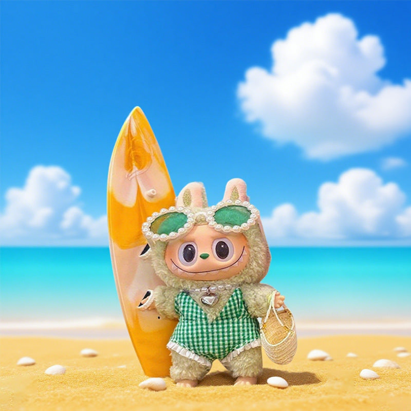 Seaside Vacation Style Labubu Doll Clothes Accessories Plush Doll Pearl Glasses Swimming Ring Suit