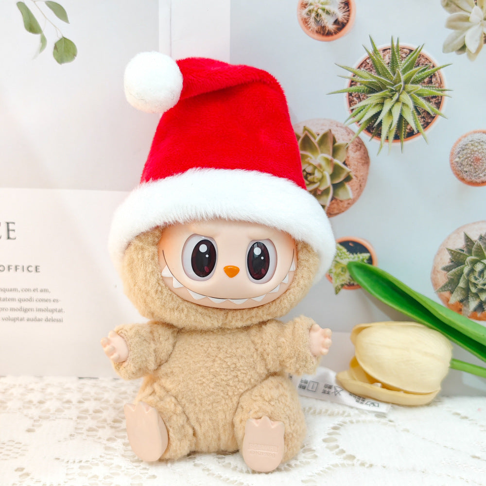 First and Second Generation Blind Box Labubu Pendant Christmas Cloak Doll Clothes Labubu Cookie Man Sweater Christmas Hat