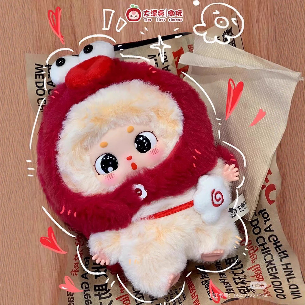 完成Baby three What should my three-year-old chubby little one eat today? Plush Blind Box Figurine Gift Trendy Toy