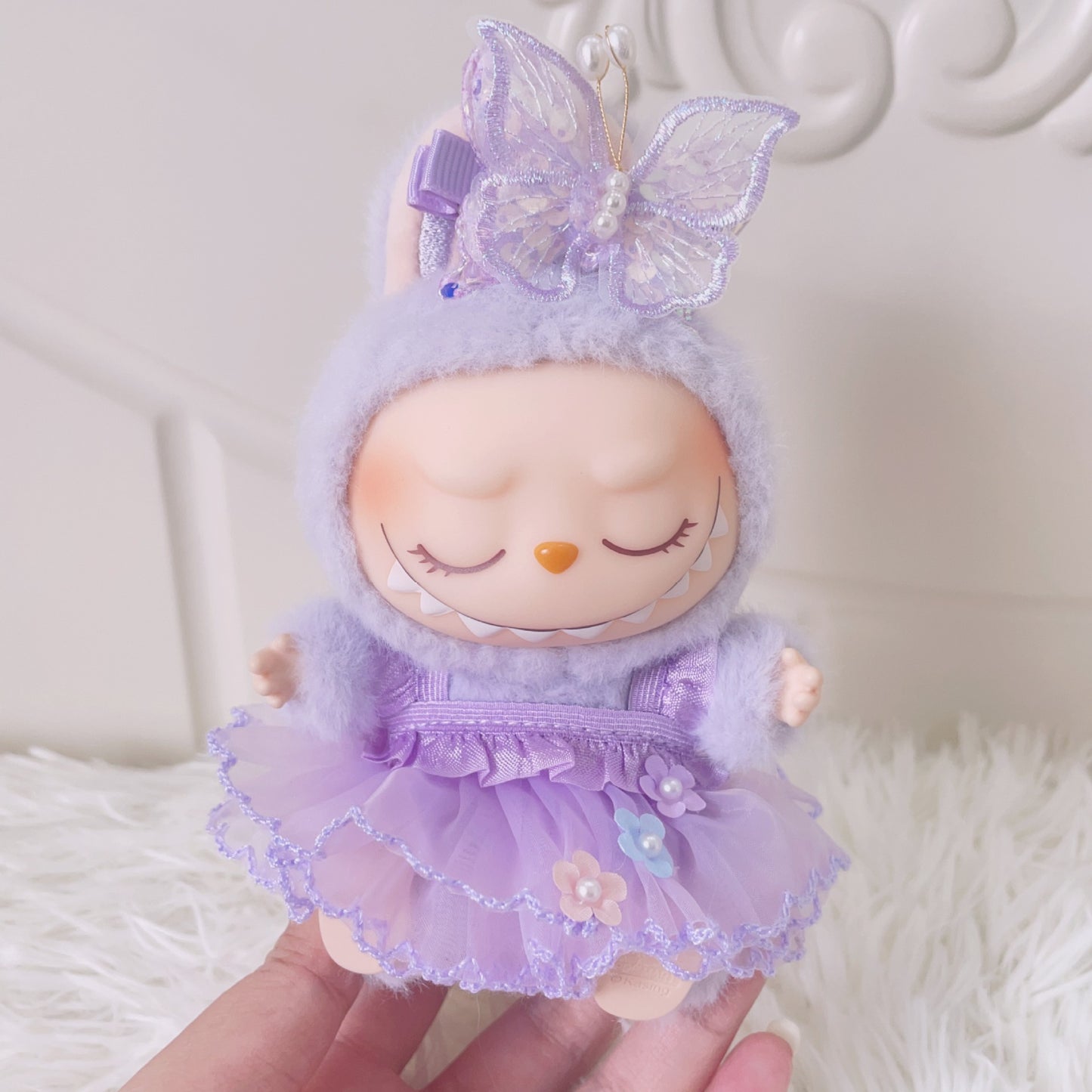 [ Only Baby Clothes] First and Second Generation Blind Box Labubu Pendant Clothes Purple Butterfly Flower Fairy Dress Labubu Baby Clothes Replacement