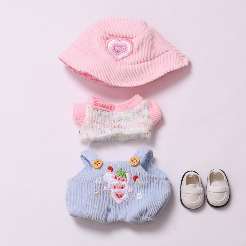 Only Baby Clothes] First Second Third Generation Pendant Labubu Clothes Strawberry Overalls Hat Labubu Baby Clothes Replacement