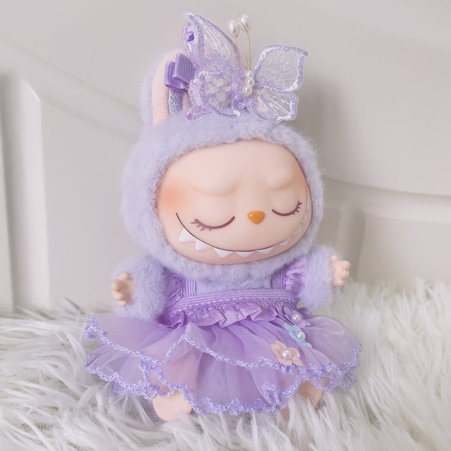 [ Only Baby Clothes] First and Second Generation Blind Box Labubu Pendant Clothes Purple Butterfly Flower Fairy Dress Labubu Baby Clothes Replacement