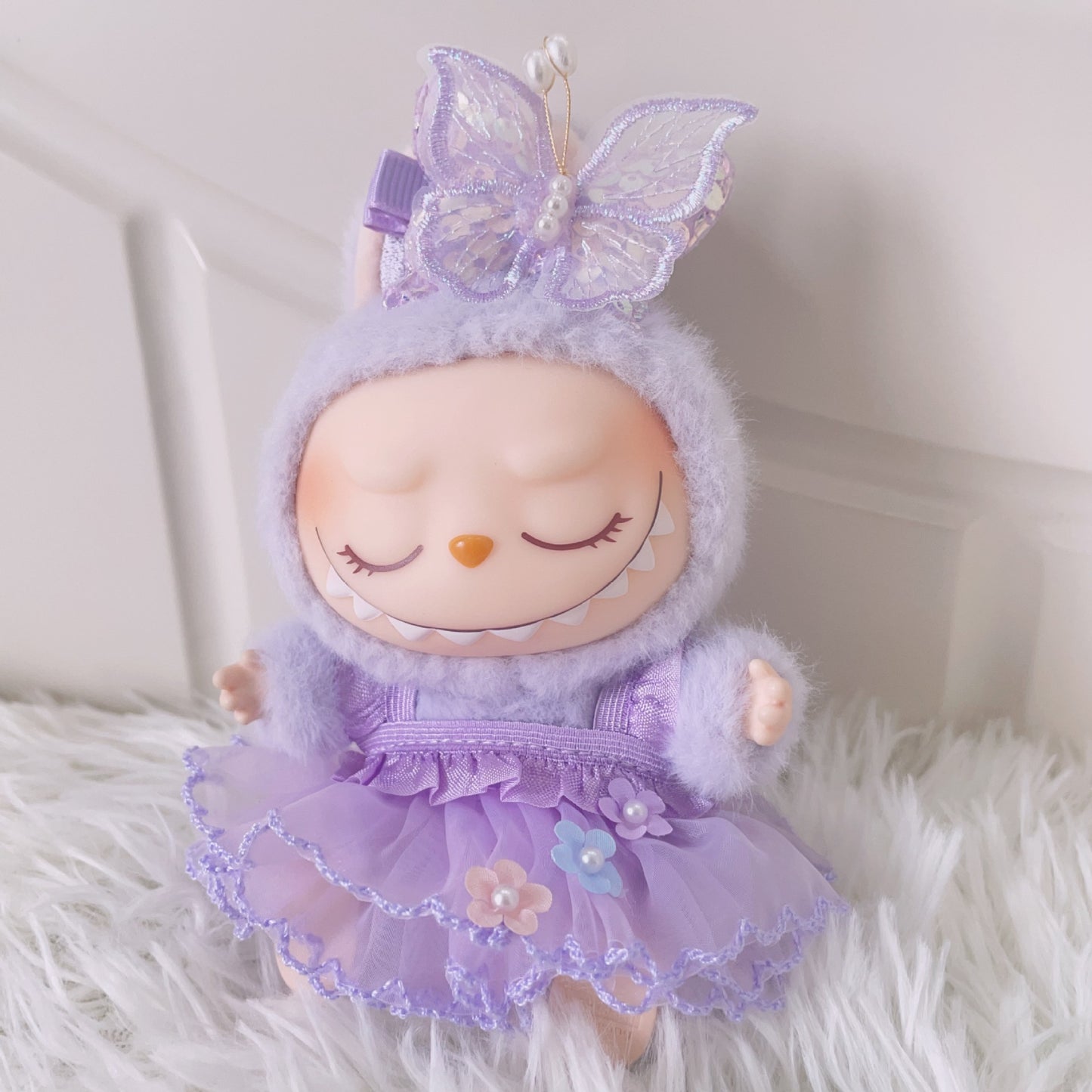 [ Only Baby Clothes] First and Second Generation Blind Box Labubu Pendant Clothes Purple Butterfly Flower Fairy Dress Labubu Baby Clothes Replacement