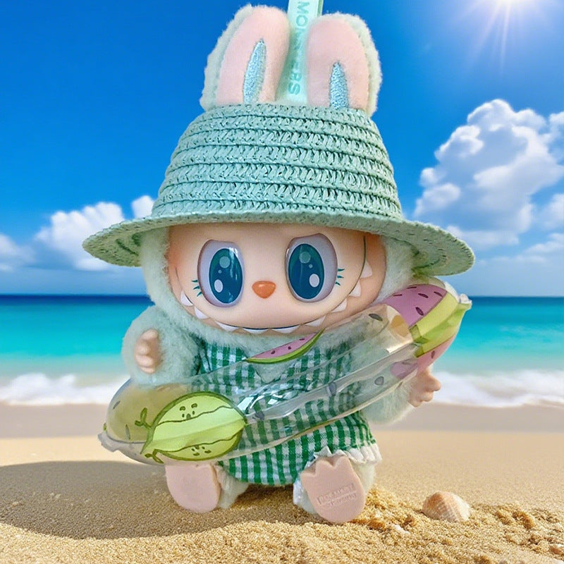 Seaside Vacation Style Labubu Doll Clothes Accessories Plush Doll Pearl Glasses Swimming Ring Suit