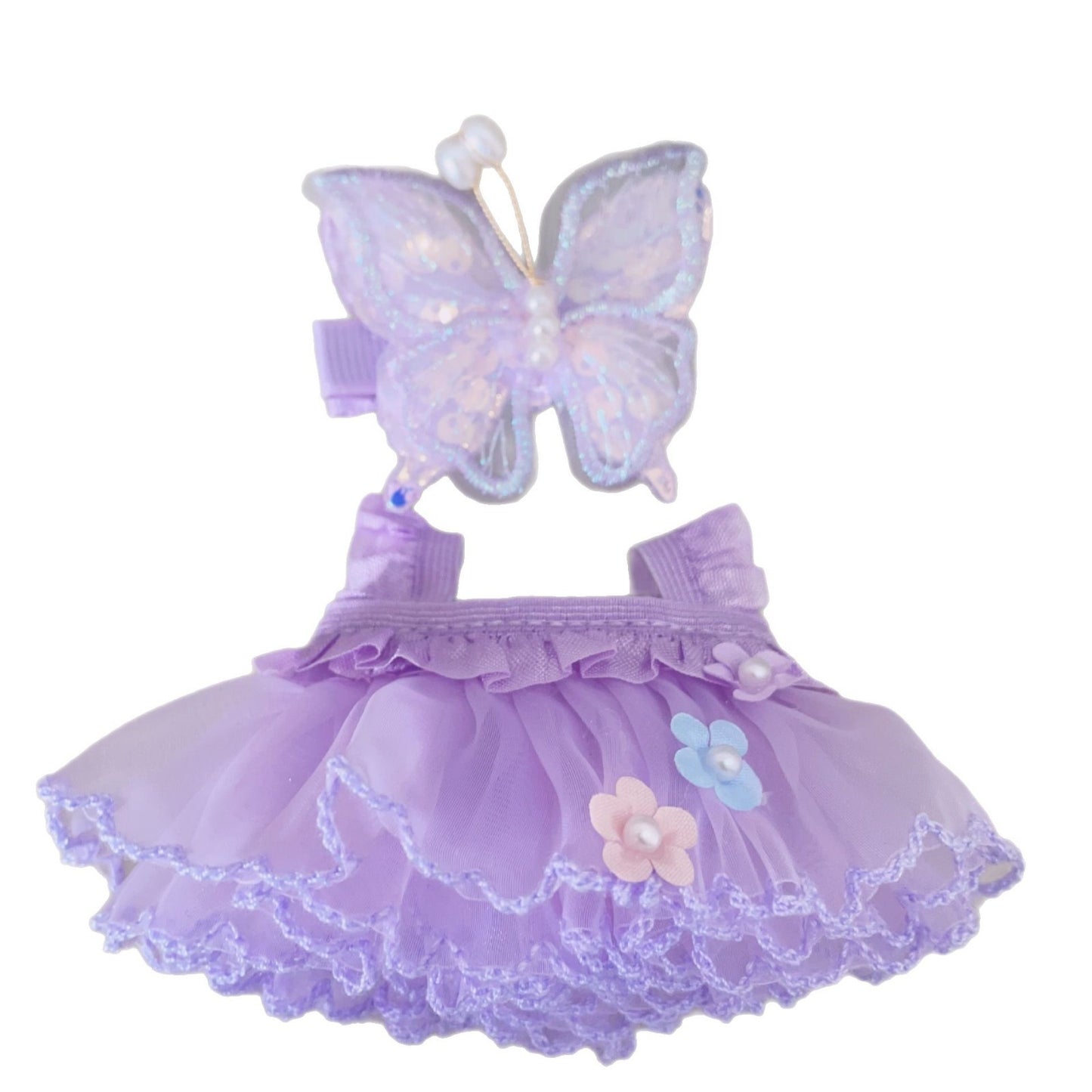 [ Only Baby Clothes] First and Second Generation Blind Box Labubu Pendant Clothes Purple Butterfly Flower Fairy Dress Labubu Baby Clothes Replacement