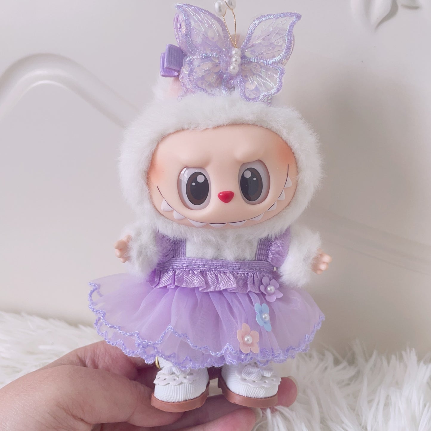 [ Only Baby Clothes] First and Second Generation Blind Box Labubu Pendant Clothes Purple Butterfly Flower Fairy Dress Labubu Baby Clothes Replacement