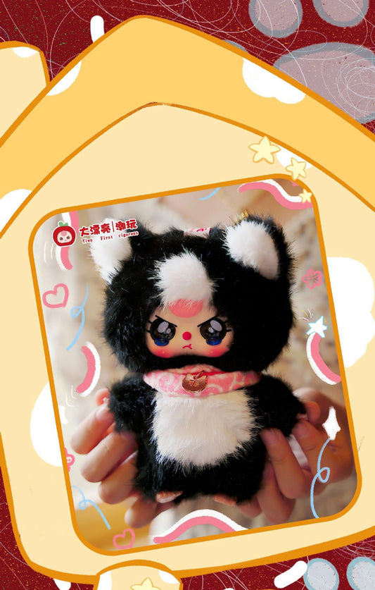 完成Baby three Three-Year-Old Child Who Am I Cat Plush Blind Box Trendy Toy Figurine Pendant Doll Gift