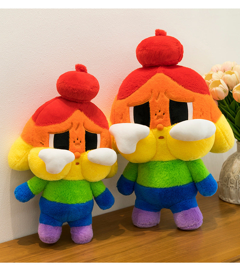 WA KU  KU Rainbow Crying Baby Plush Toy Cute Doll Internet Celebrity Girl Gift Cloth Doll Wholesale